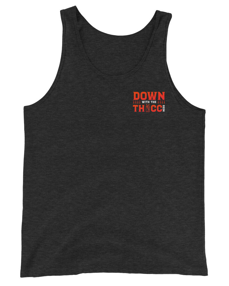 Down with the Thiccness Mens Tank Top Charcoal Black Triblend 2