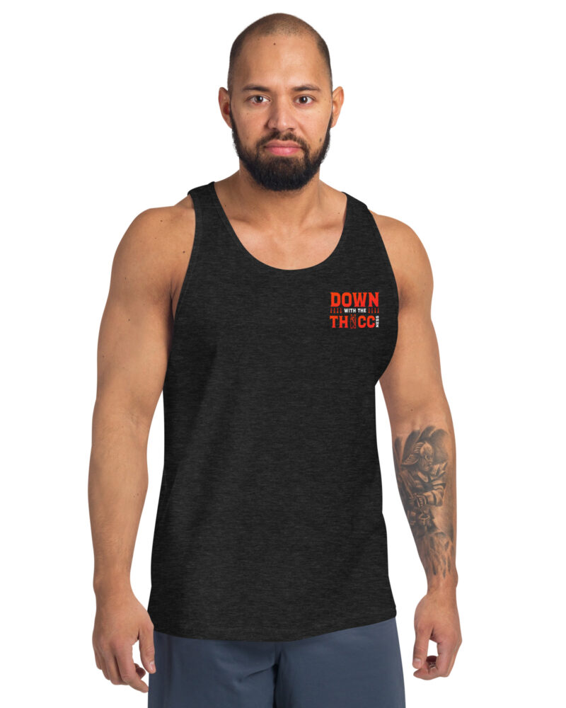 Down with the Thiccness Mens Tank Top Charcoal Black Triblend 3