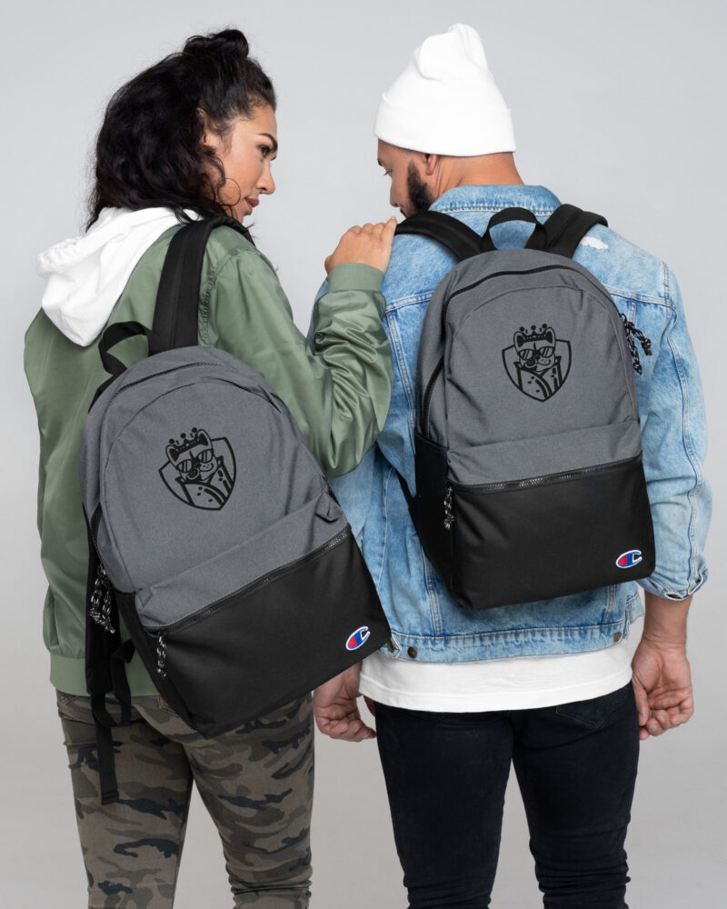 Embroidered Champion Backpack Heather Grey Black 2