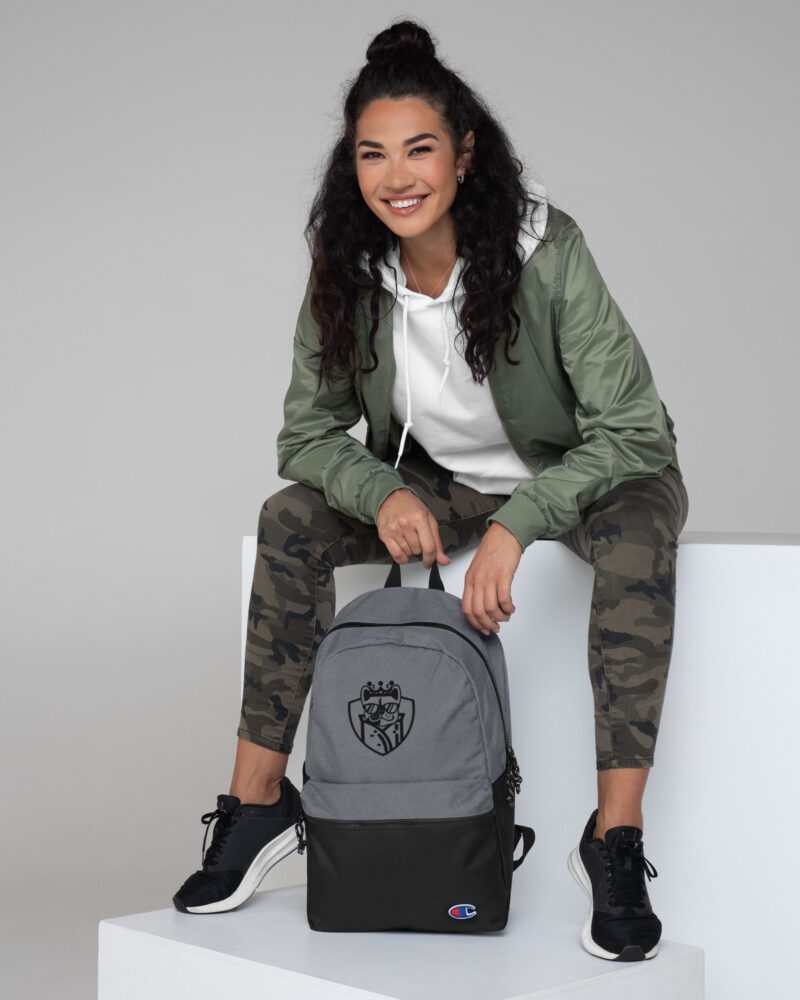 Embroidered Champion Backpack Heather Grey Black 3
