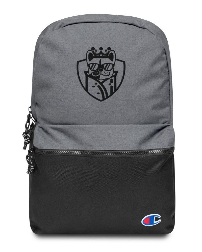 Embroidered Champion Backpack Heather Grey Black 4