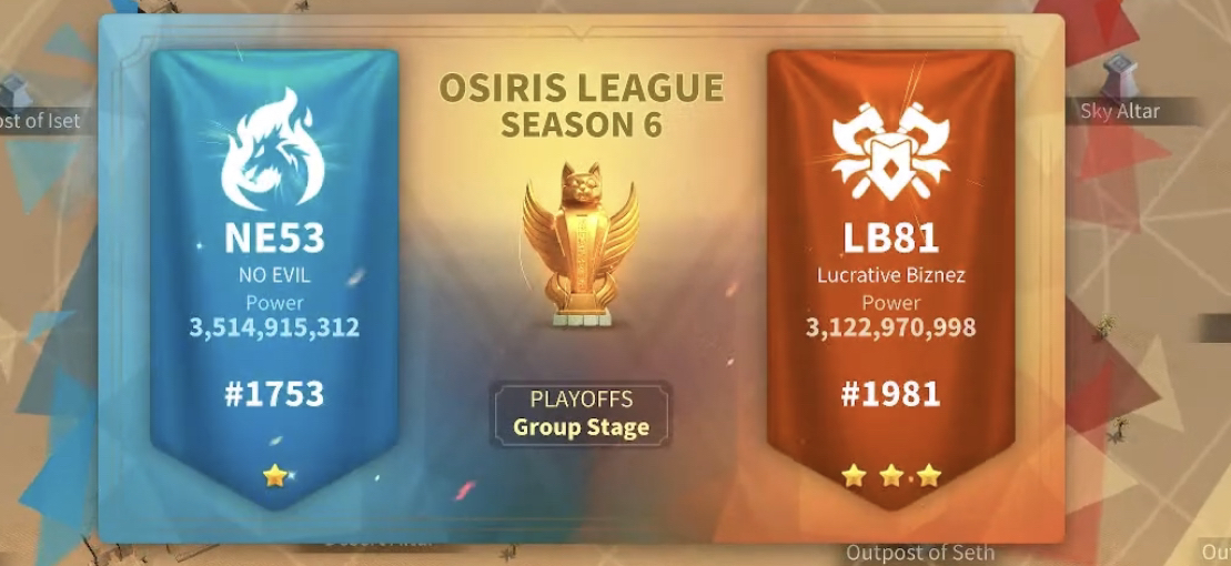 Baby Raccoon Osiris League Season 6 Cast NE53 versus LB81