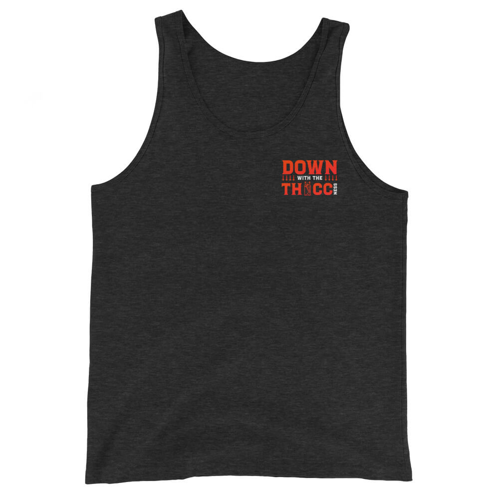 Down with the Thiccness Mens Tank Top Charcoal Black Triblend 1 Down with the Thiccness Mens Tank Top Charcoal Black Triblend 1