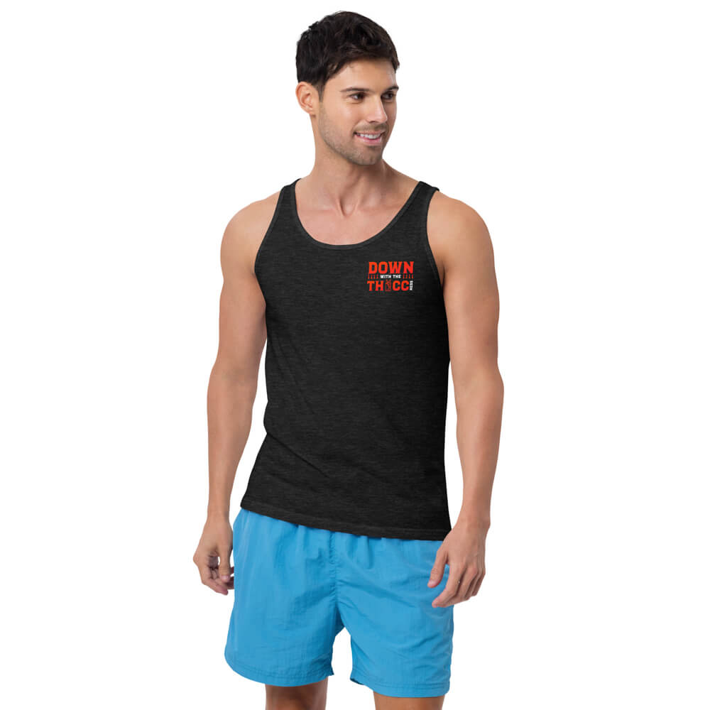 Down with the Thiccness Mens Tank Top Charcoal Black Triblend 3